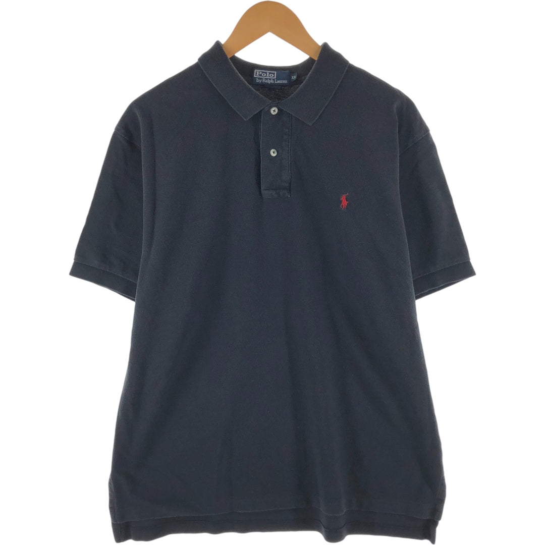 Ralph Lauren POLO by Ralph Lauren short sleeve polo shirt, men's XL size cotton black type Vintage Second Hand