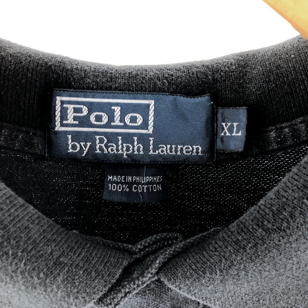 Ralph Lauren POLO by Ralph Lauren short sleeve polo shirt, men's XL size cotton black type Vintage Second Hand