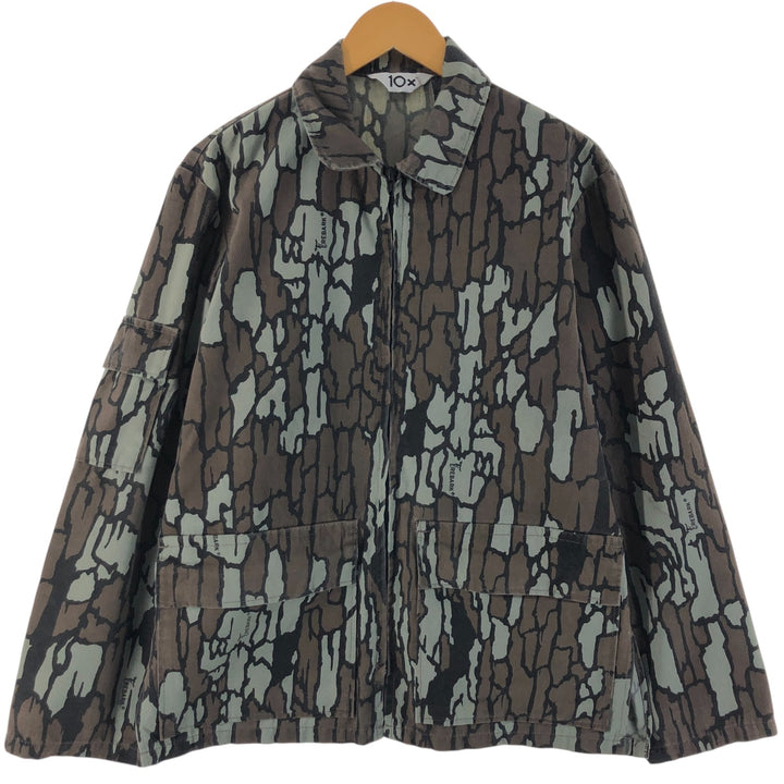 10X Camouflage Pattern Tree Bark Camo Zip-up Jacket Men's M unclear gray type Vintage Second Hand