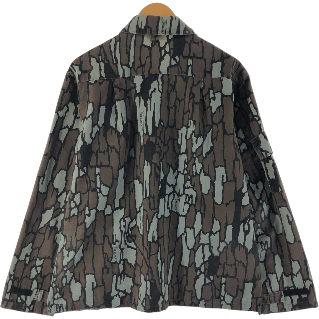 10X Camouflage Pattern Tree Bark Camo Zip-up Jacket Men's M unclear gray type Vintage Second Hand