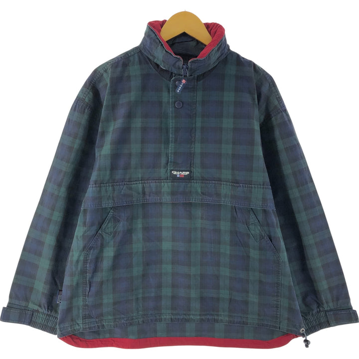 90'S Ralph Lauren CHAPS Check Pattern Anorak Jacket Men's L size Vintage cotton Green type dark green Vintage Second Hand