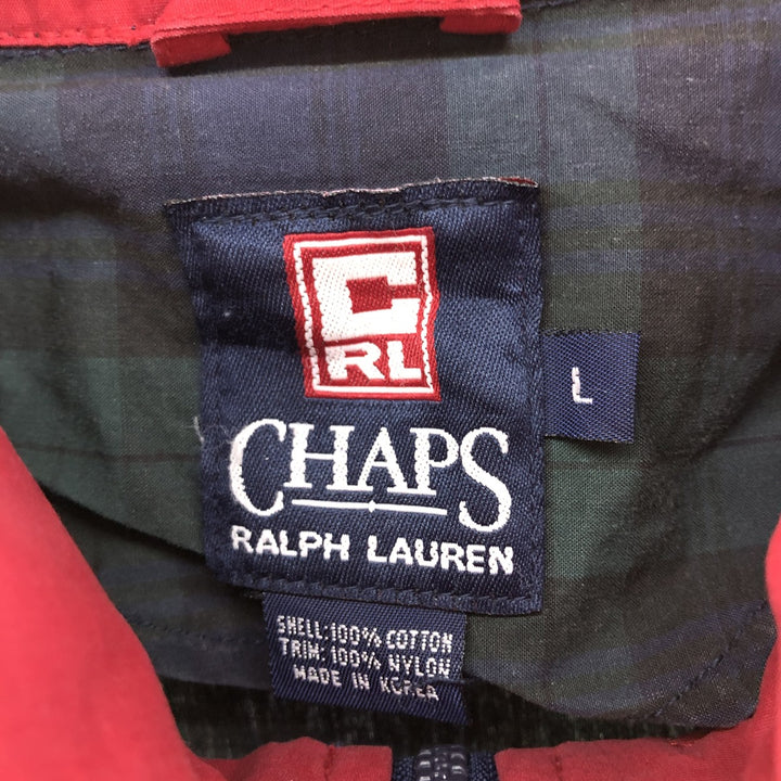 90'S Ralph Lauren CHAPS Check Pattern Anorak Jacket Men's L size Vintage cotton Green type dark green Vintage Second Hand