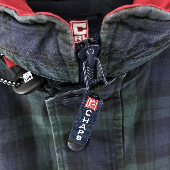 90'S Ralph Lauren CHAPS Check Pattern Anorak Jacket Men's L size Vintage cotton Green type dark green Vintage Second Hand