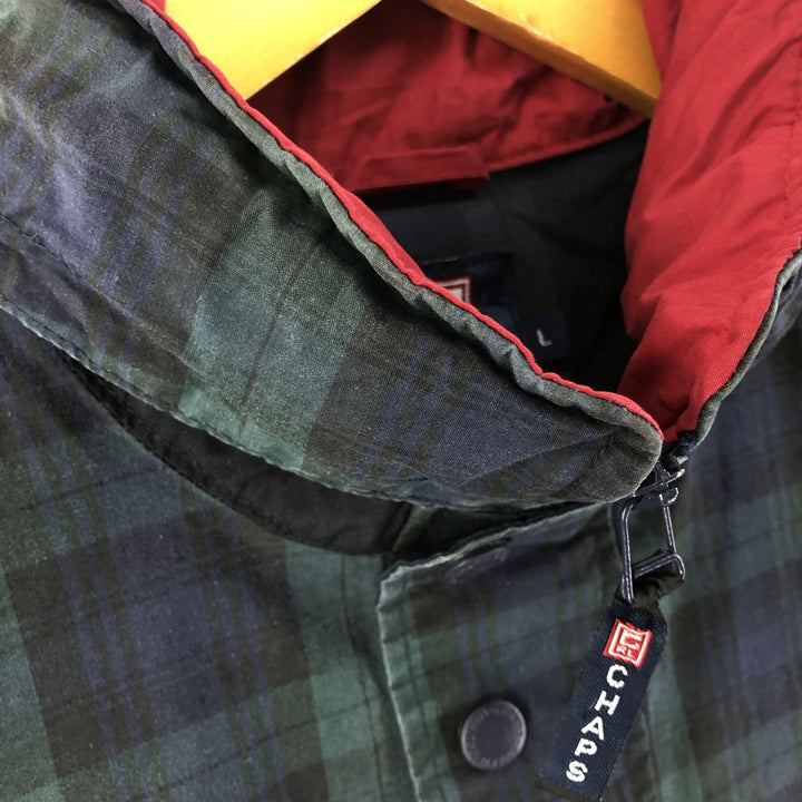 90'S Ralph Lauren CHAPS Check Pattern Anorak Jacket Men's L size Vintage cotton Green type dark green Vintage Second Hand