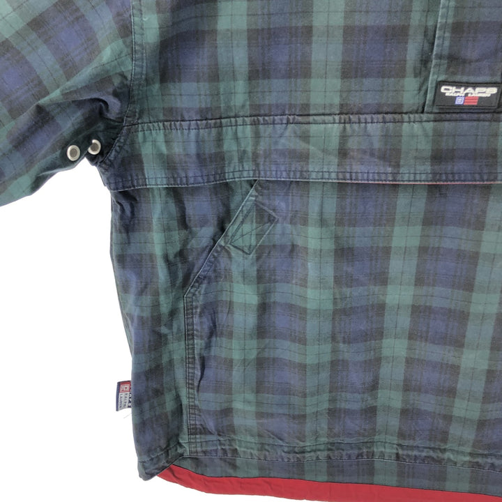 90'S Ralph Lauren CHAPS Check Pattern Anorak Jacket Men's L size Vintage cotton Green type dark green Vintage Second Hand