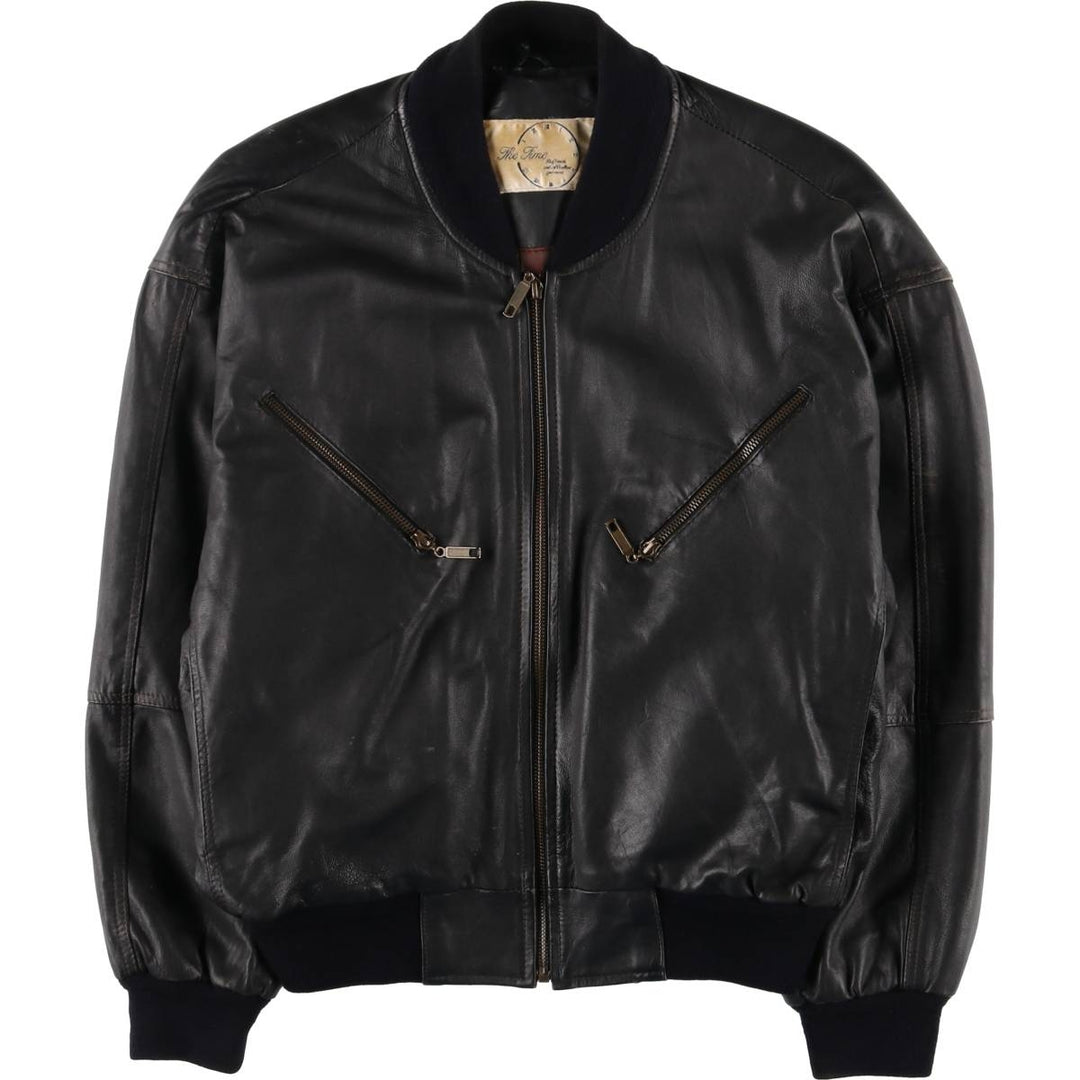 Leather blouson jacket for women, equivalent to XXL genuine leather black type Vintage Second Hand