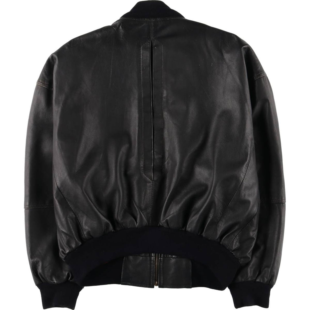 Leather blouson jacket for women, equivalent to XXL genuine leather black type Vintage Second Hand