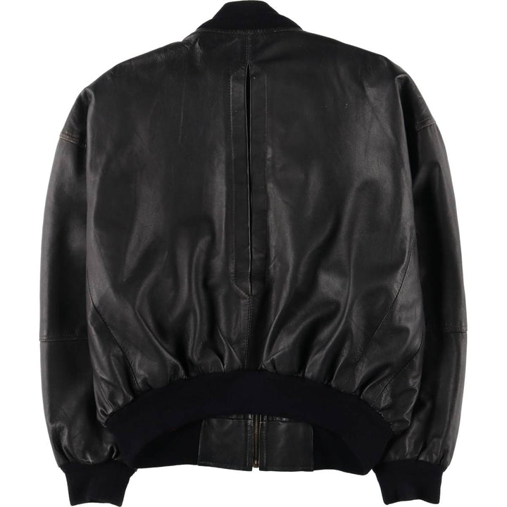 Leather blouson jacket for women, equivalent to XXL genuine leather black type Vintage Second Hand