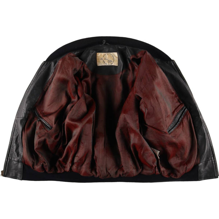 Leather blouson jacket for women, equivalent to XXL genuine leather black type Vintage Second Hand