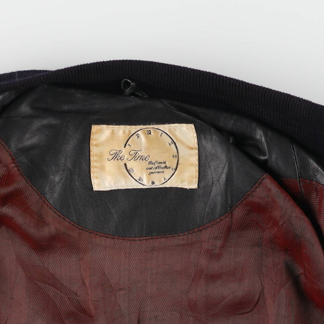 Leather blouson jacket for women, equivalent to XXL genuine leather black type Vintage Second Hand