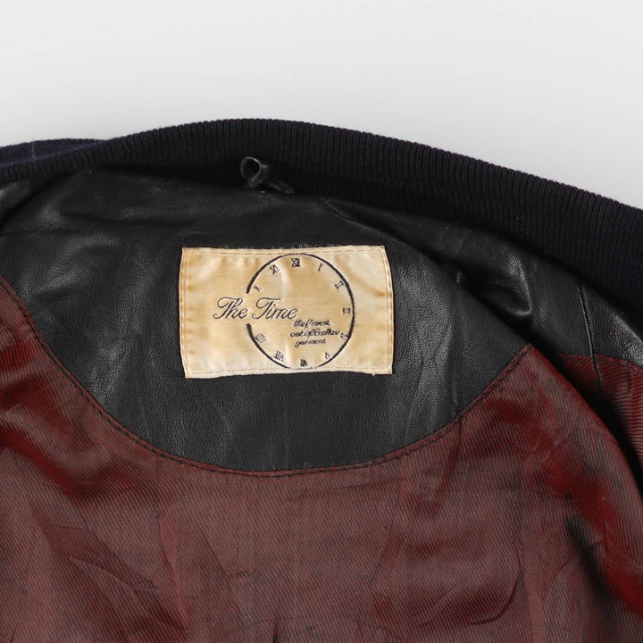 Leather blouson jacket for women, equivalent to XXL genuine leather black type Vintage Second Hand