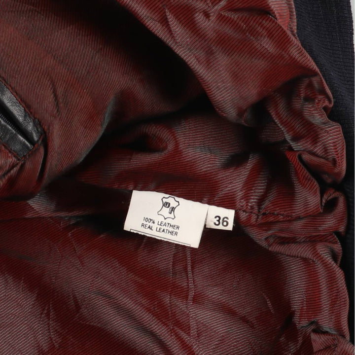 Leather blouson jacket for women, equivalent to XXL genuine leather black type Vintage Second Hand