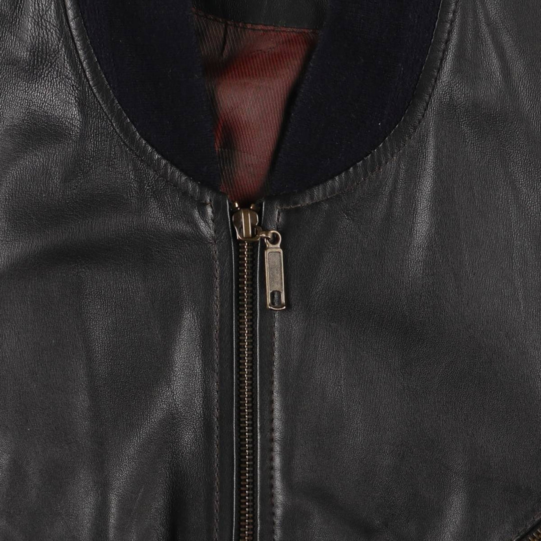 Leather blouson jacket for women, equivalent to XXL genuine leather black type Vintage Second Hand