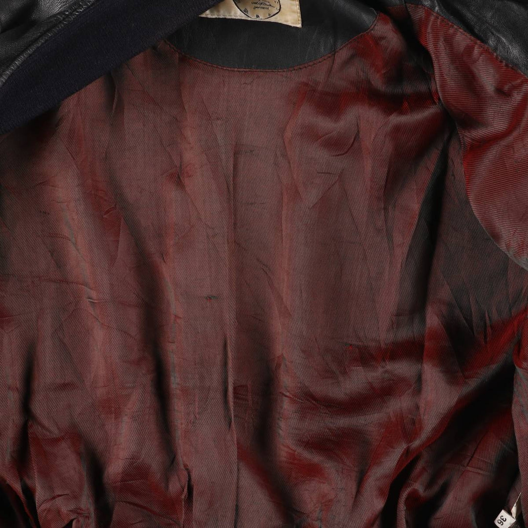 Leather blouson jacket for women, equivalent to XXL genuine leather black type Vintage Second Hand