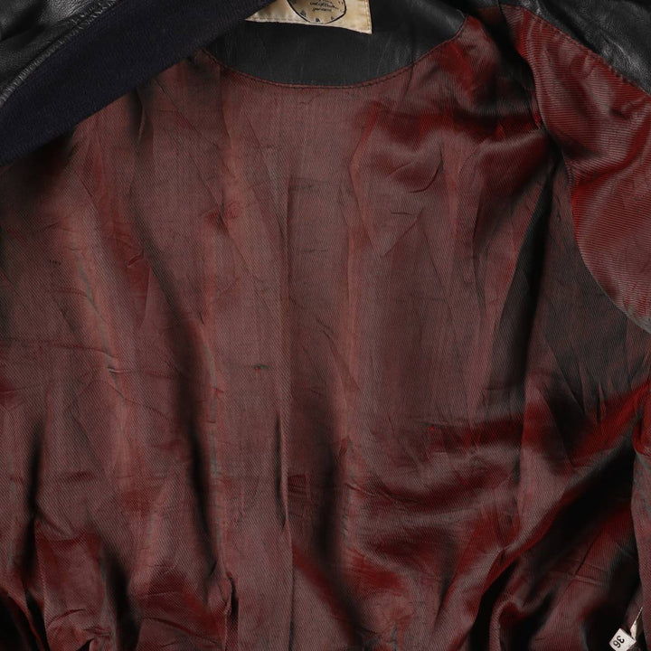 Leather blouson jacket for women, equivalent to XXL genuine leather black type Vintage Second Hand