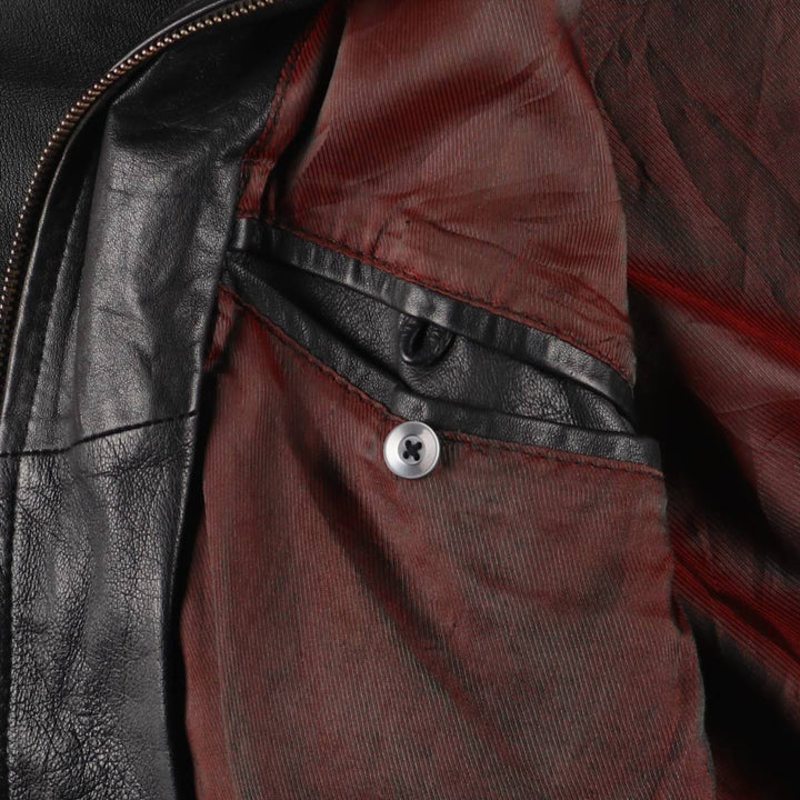 Leather blouson jacket for women, equivalent to XXL genuine leather black type Vintage Second Hand