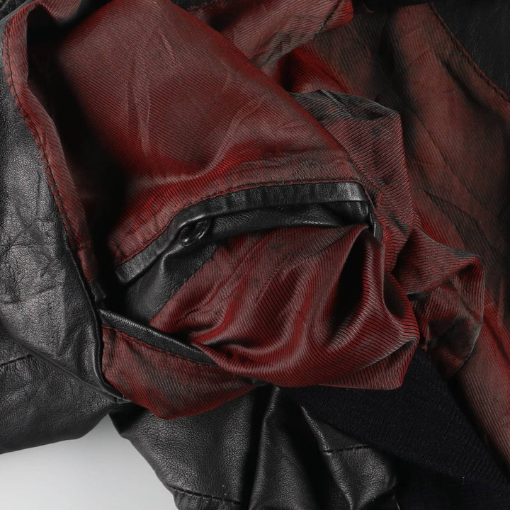 Leather blouson jacket for women, equivalent to XXL genuine leather black type Vintage Second Hand