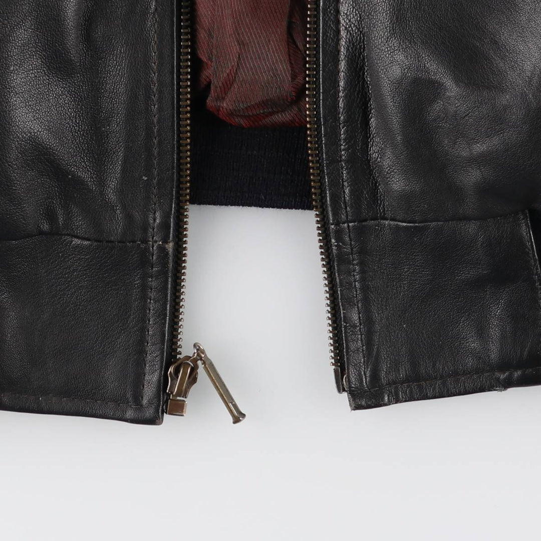 Leather blouson jacket for women, equivalent to XXL genuine leather black type Vintage Second Hand