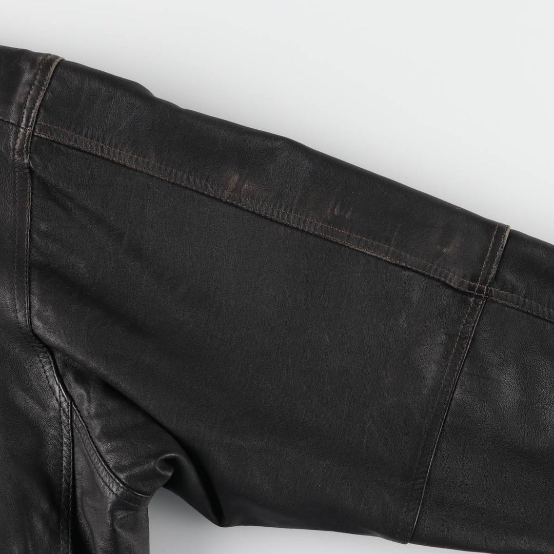 Leather blouson jacket for women, equivalent to XXL genuine leather black type Vintage Second Hand