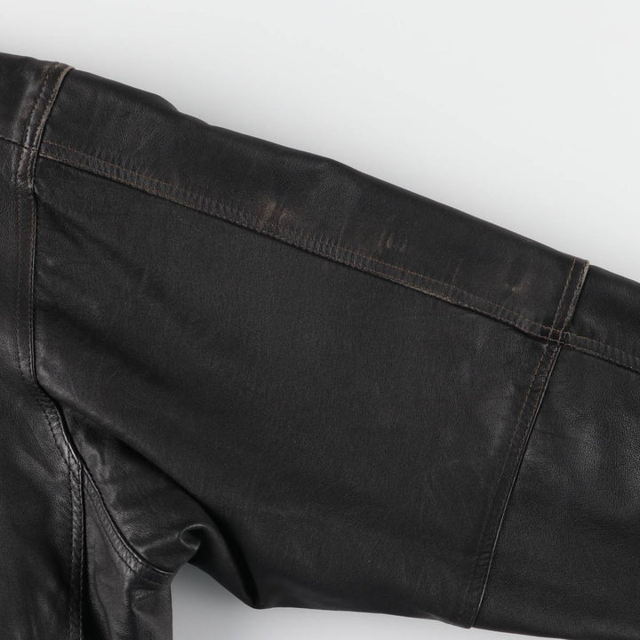 Leather blouson jacket for women, equivalent to XXL genuine leather black type Vintage Second Hand