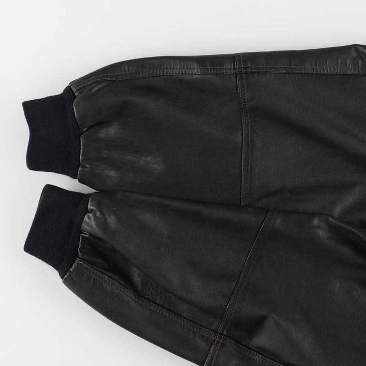 Leather blouson jacket for women, equivalent to XXL genuine leather black type Vintage Second Hand