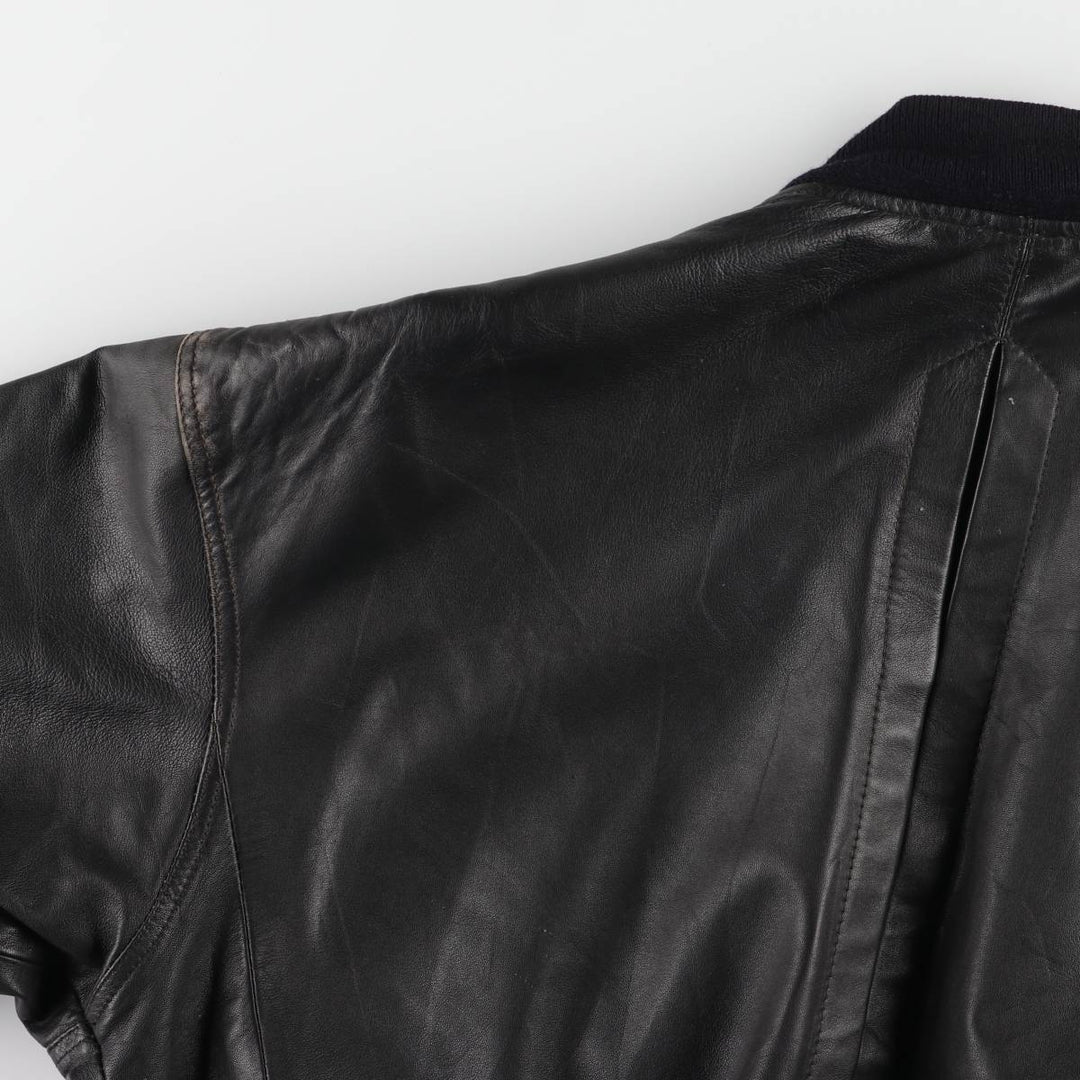 Leather blouson jacket for women, equivalent to XXL genuine leather black type Vintage Second Hand
