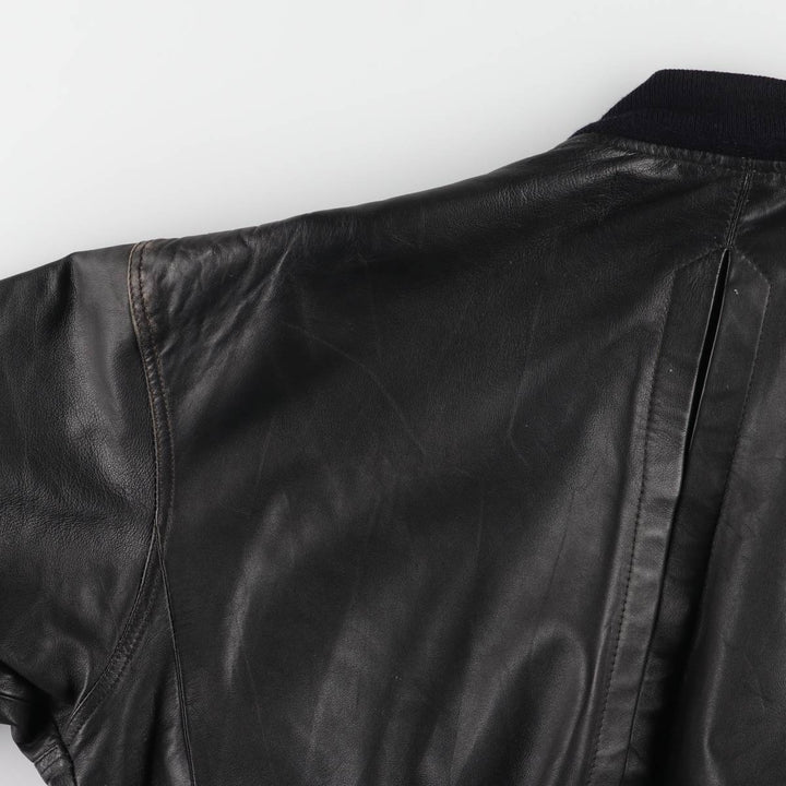Leather blouson jacket for women, equivalent to XXL genuine leather black type Vintage Second Hand