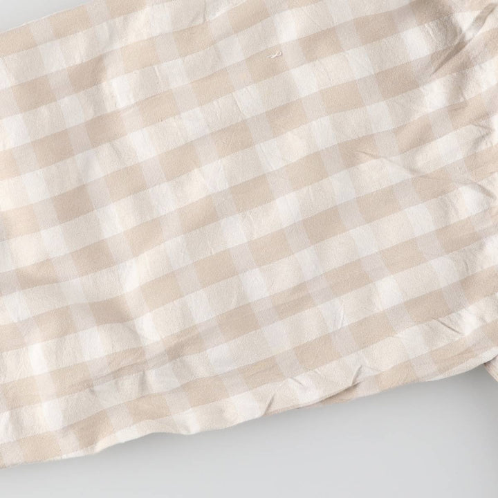 anko Check Pattern Off Shoulder Long Sleeve Blouse Women's M Size cotton Beige type Vintage Second Hand