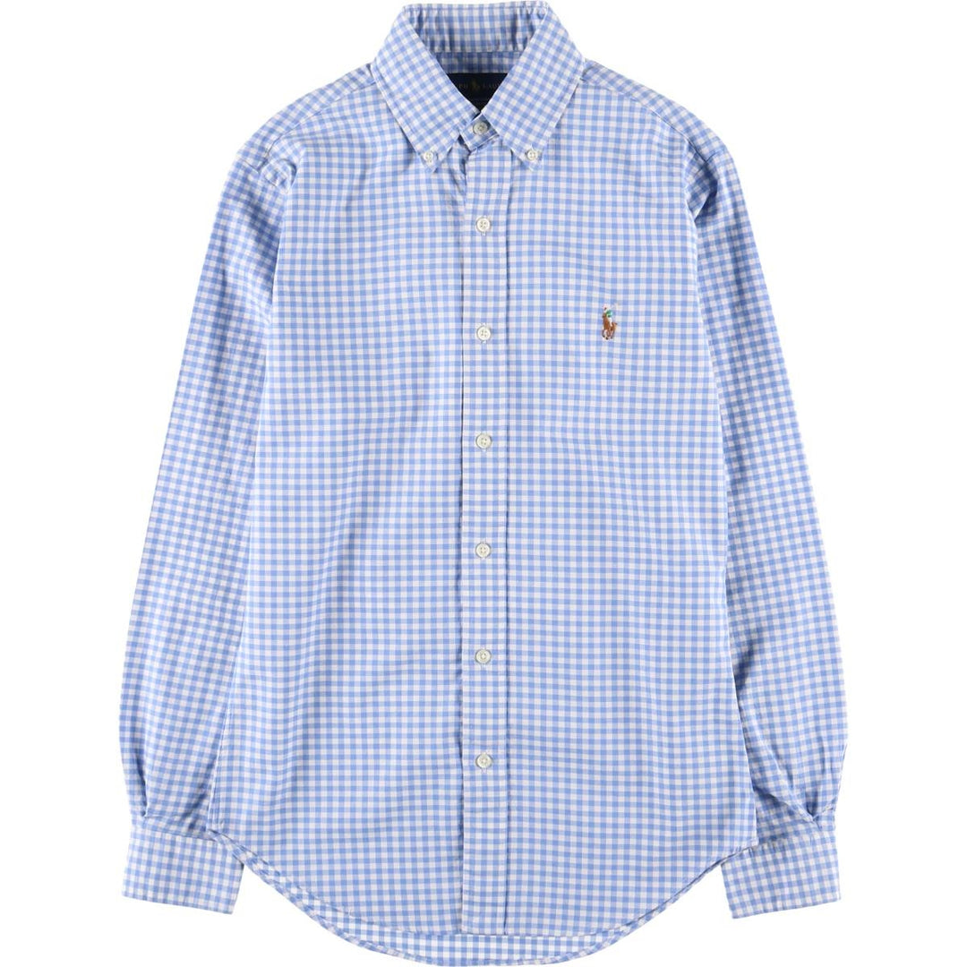 Ralph Lauren Slim Fit Stretch Oxford Gingham Check Long Sleeve Button Down Check Shirt Men's XS unclear Blue type light blue Vintage Second Hand