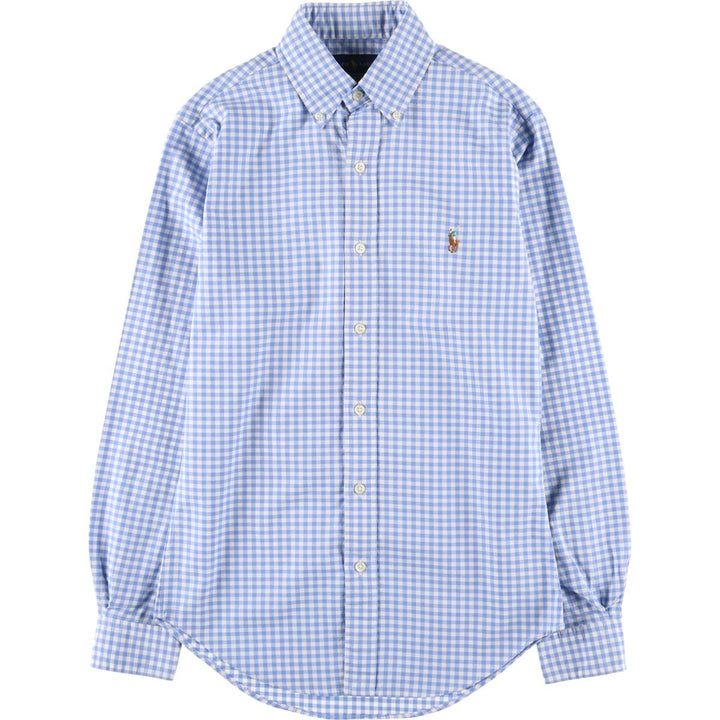 Ralph Lauren Slim Fit Stretch Oxford Gingham Check Long Sleeve Button Down Check Shirt Men's XS unclear Blue type light blue Vintage Second Hand