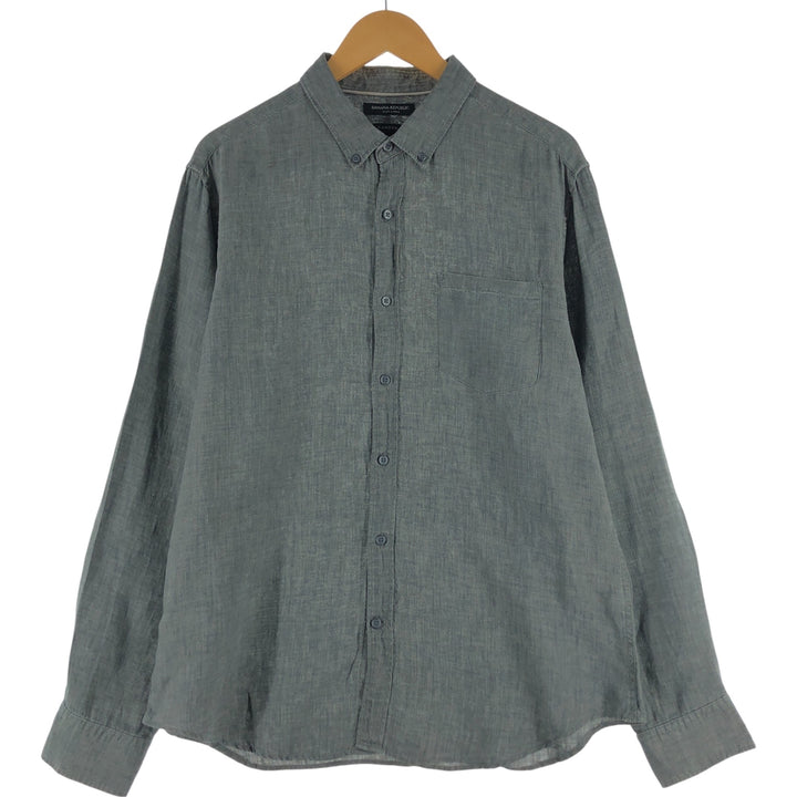 00'S Banana Republic Camden Fit Long Sleeve Linen Button Down Shirt Men's Size L linen gray type Vintage Second Hand
