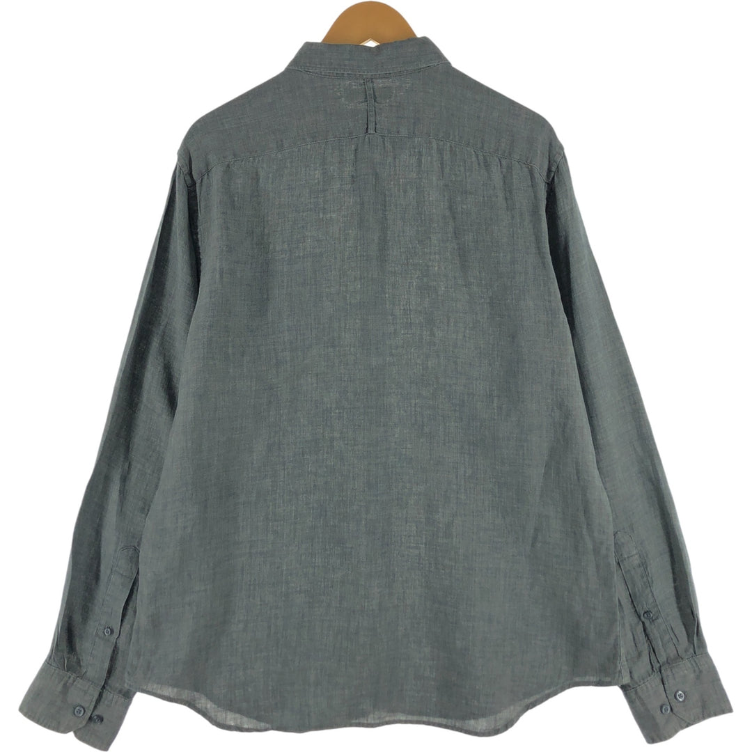 00'S Banana Republic Camden Fit Long Sleeve Linen Button Down Shirt Men's Size L linen gray type Vintage Second Hand