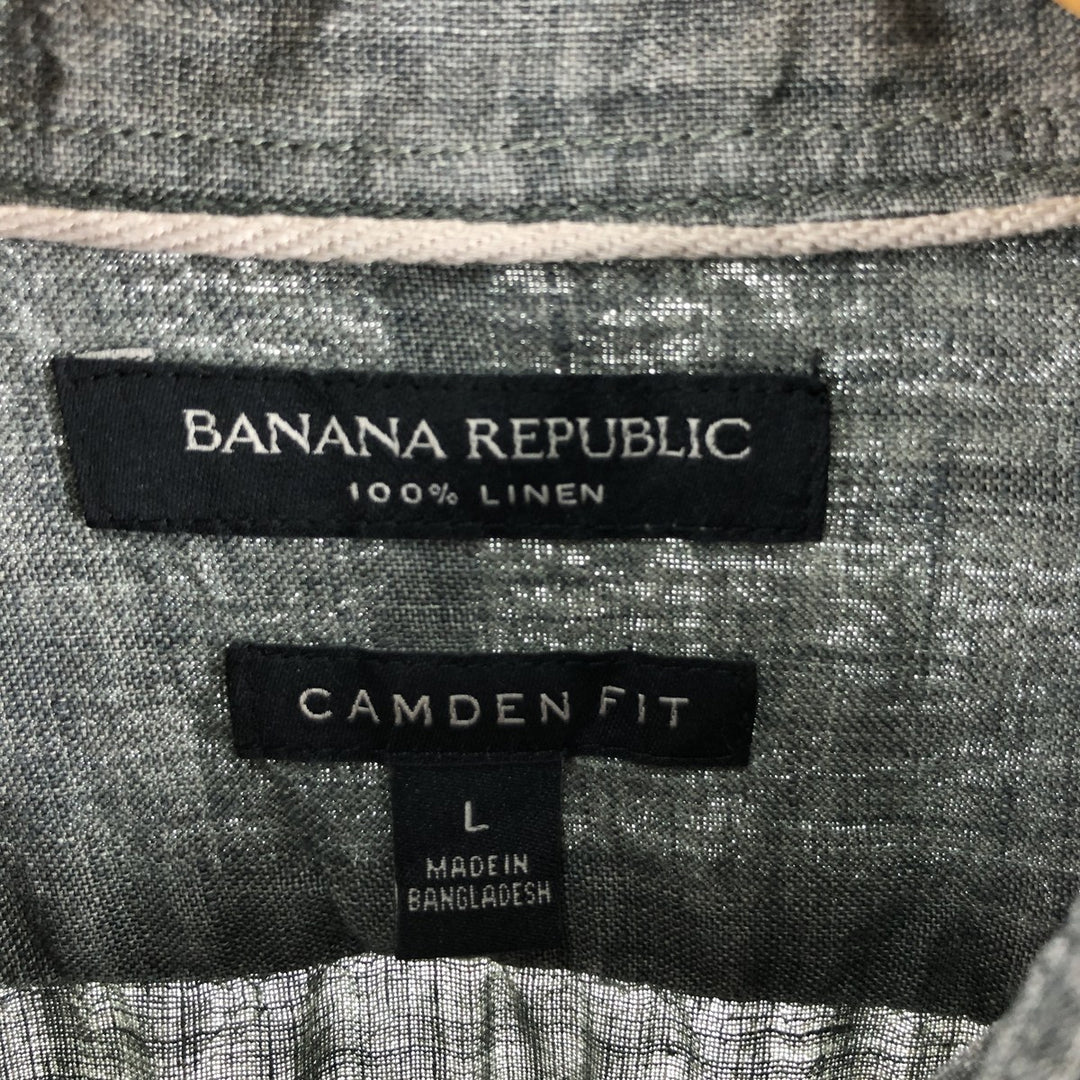 00'S Banana Republic Camden Fit Long Sleeve Linen Button Down Shirt Men's Size L linen gray type Vintage Second Hand