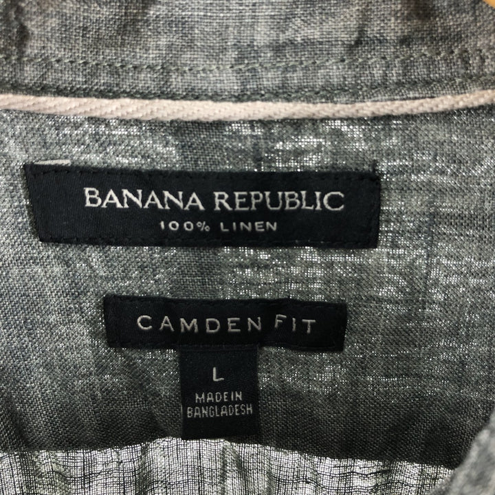 00'S Banana Republic Camden Fit Long Sleeve Linen Button Down Shirt Men's Size L linen gray type Vintage Second Hand