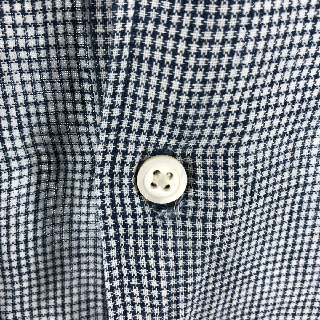 00'S Banana Republic BANANA REPUBLIC all-over print long sleeve linen shirt, men's size L linen navy blue type Vintage Second Hand