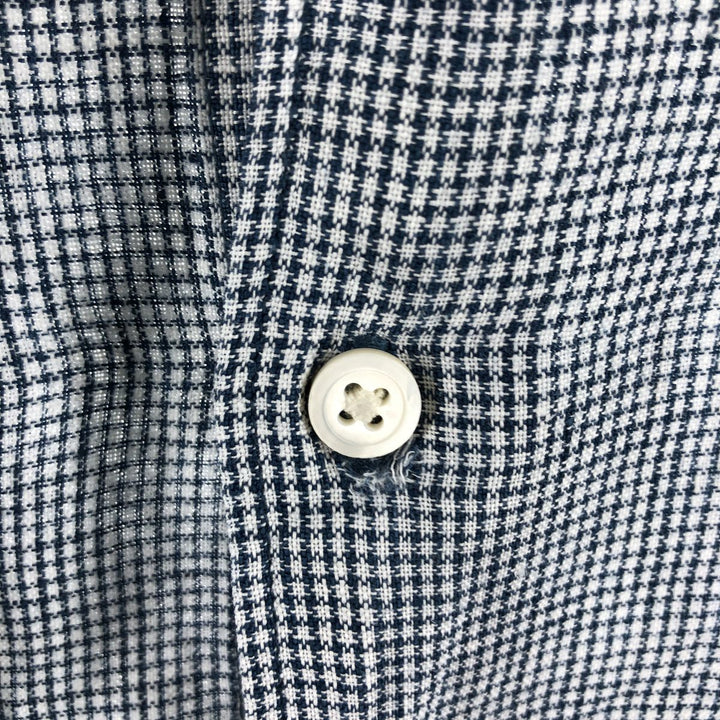 00'S Banana Republic BANANA REPUBLIC all-over print long sleeve linen shirt, men's size L linen navy blue type Vintage Second Hand