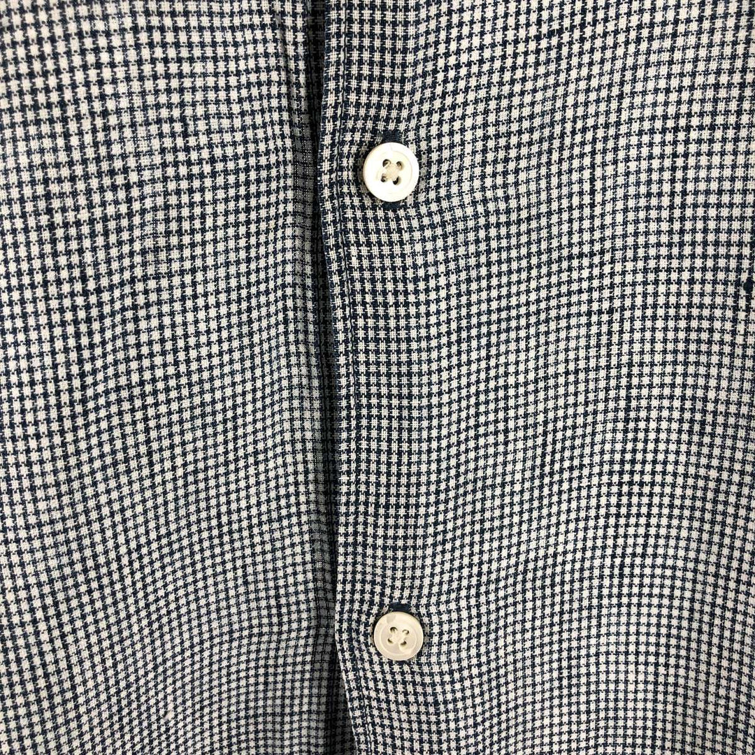 00'S Banana Republic BANANA REPUBLIC all-over print long sleeve linen shirt, men's size L linen navy blue type Vintage Second Hand