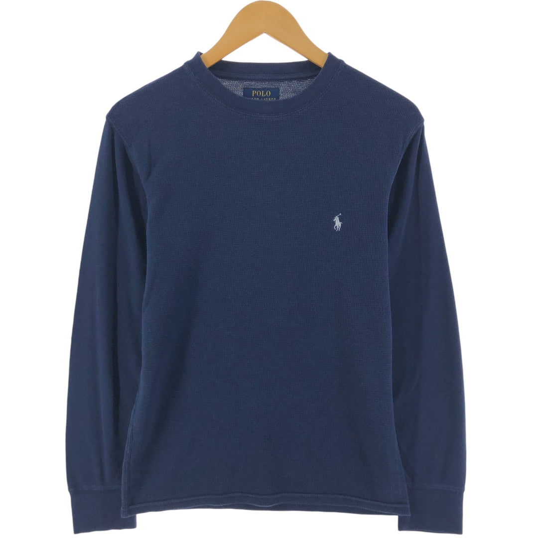 Ralph Lauren POLO RALPH LAUREN Thermal Long T-shirt Waffle Men's M size cotton navy blue type Vintage Second Hand