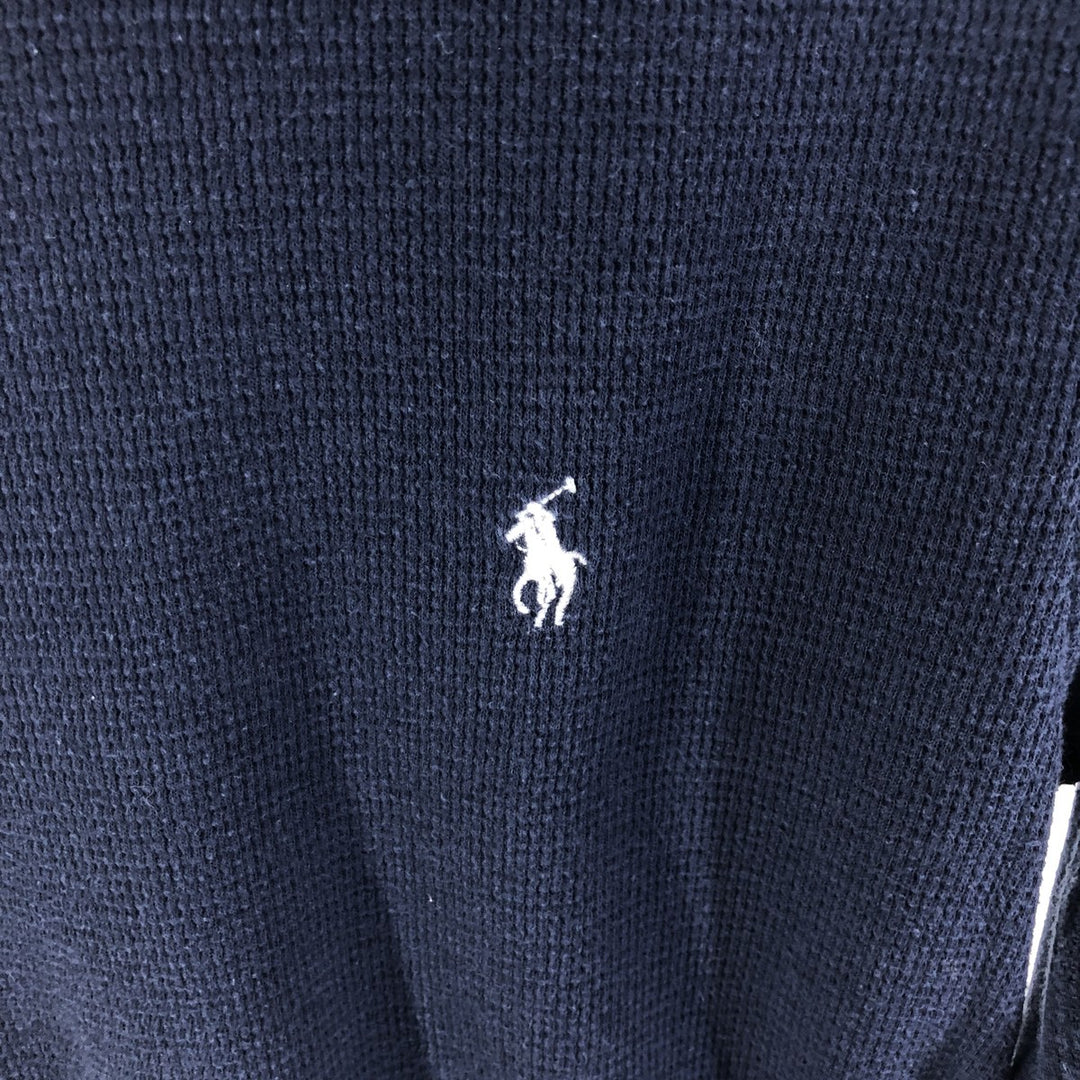Ralph Lauren POLO RALPH LAUREN Thermal Long T-shirt Waffle Men's M size cotton navy blue type Vintage Second Hand