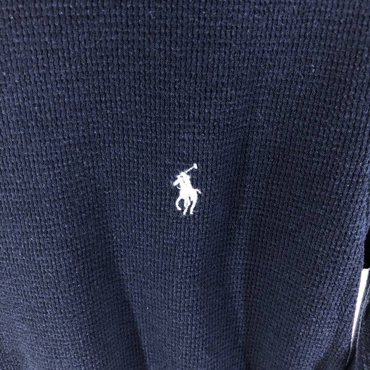 Ralph Lauren POLO RALPH LAUREN Thermal Long T-shirt Waffle Men's M size cotton navy blue type Vintage Second Hand