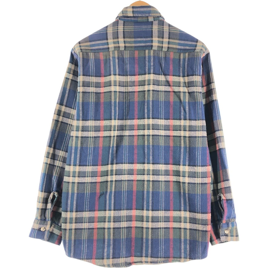 90'S Five Brother Long Sleeve Flannel Check Shirt Men's M Size Vintage unknown navy blue type Vintage Second Hand
