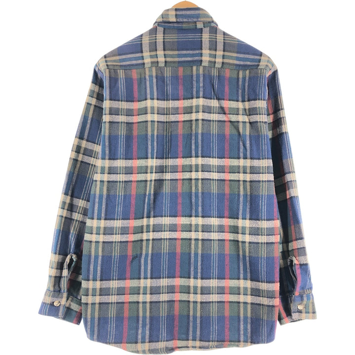 90'S Five Brother Long Sleeve Flannel Check Shirt Men's M Size Vintage unknown navy blue type Vintage Second Hand