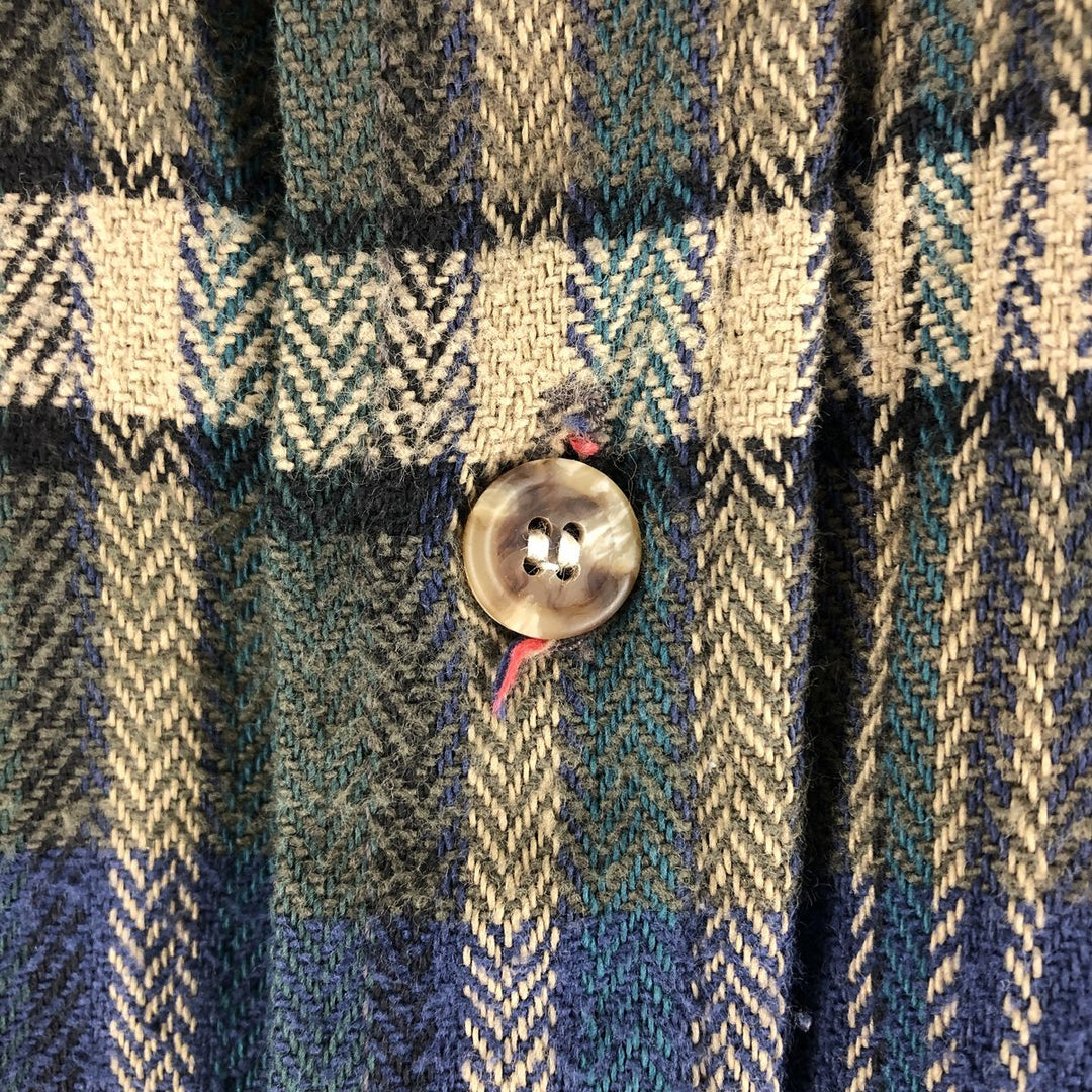 90'S Five Brother Long Sleeve Flannel Check Shirt Men's M Size Vintage unknown navy blue type Vintage Second Hand