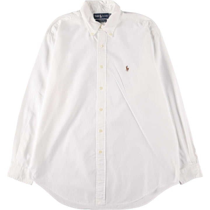 Ralph Lauren YARMOUTH long sleeve button down shirt, men's size L cotton white type Vintage Second Hand