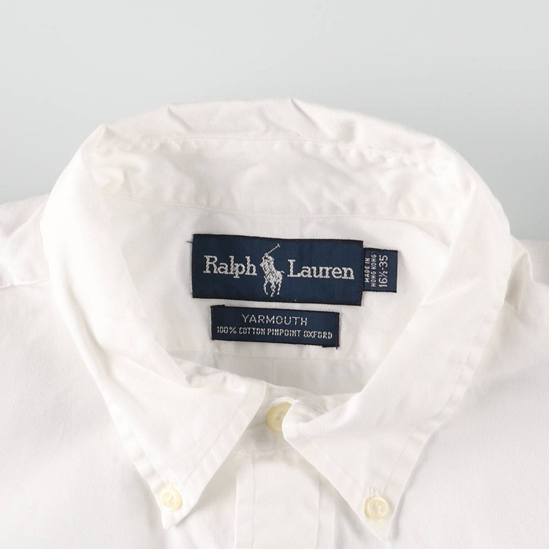 Ralph Lauren YARMOUTH long sleeve button down shirt, men's size L cotton white type Vintage Second Hand