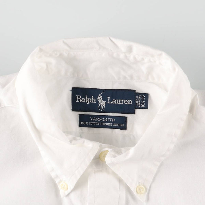 Ralph Lauren YARMOUTH long sleeve button down shirt, men's size L cotton white type Vintage Second Hand