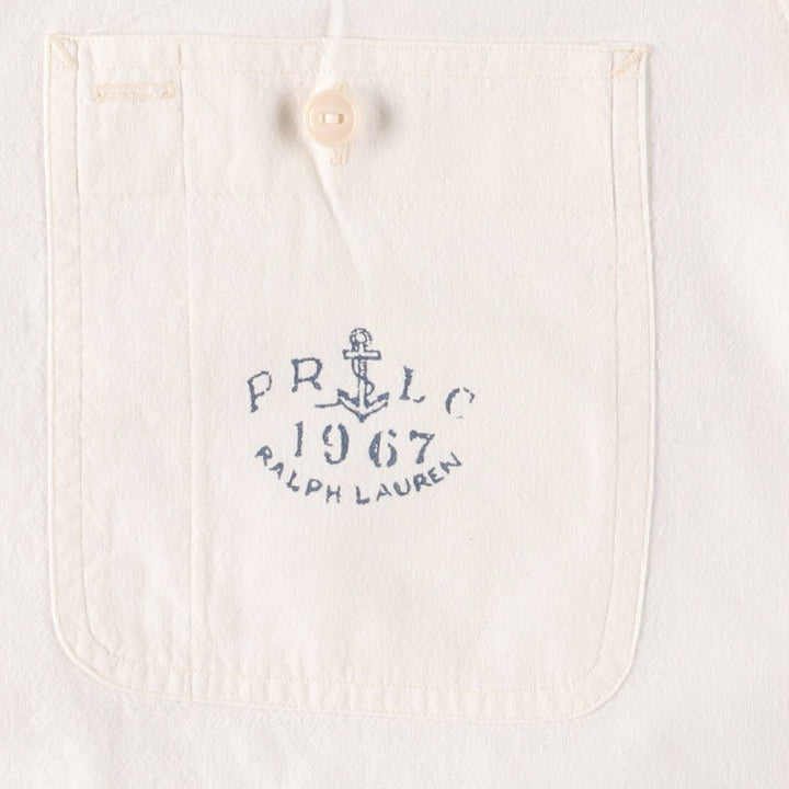 Ralph Lauren DUNGAREE WORKSHIRT Long sleeve cotton shirt, men's size M cotton white type Vintage Second Hand