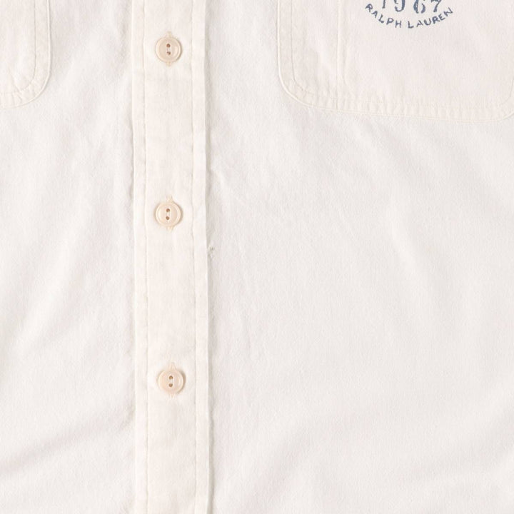 Ralph Lauren DUNGAREE WORKSHIRT Long sleeve cotton shirt, men's size M cotton white type Vintage Second Hand