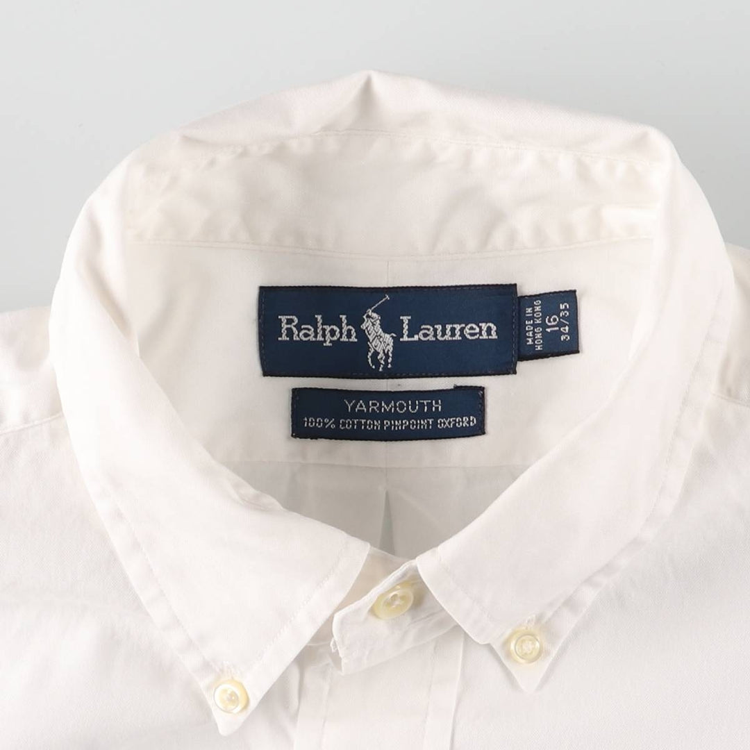 Ralph Lauren YARMOUTH long sleeve button down shirt, men's size L cotton white type Vintage Second Hand