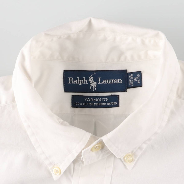 Ralph Lauren YARMOUTH long sleeve button down shirt, men's size L cotton white type Vintage Second Hand